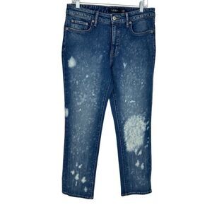 Ralph Lauren Women's 8 Bleach Splattered Ankle Straight  Jeans Blue Preppy Artsy